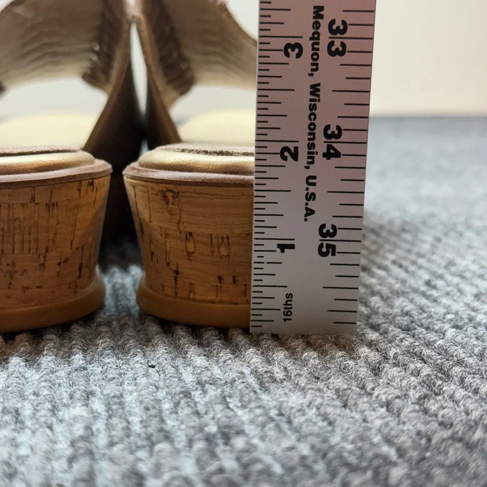 Lucca Lane Kalista Wedge Slide Sandals Womens 9M Tan Suede Cork Comfort Shoes
